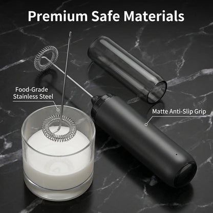 This Rechargeable USB Milk Frother Is a Handheld Electric Milk Frother with a Stirrer. It Can Stir and Froth Beverages Such as Coffee, Latte, Matcha, and Hot Chocolate.