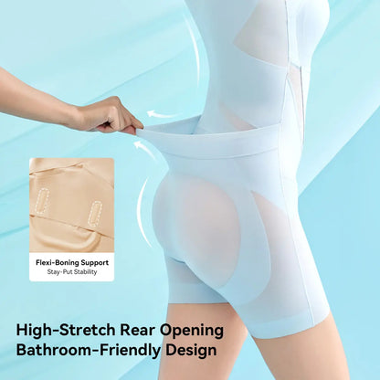 (Kakapeople Icy-Slide Bodysuit) Tummy Control Butt Liftter Faja Shapewear Ultra Thin Breathable Cooling Shapewear Bra Free Tummy Control Butt Lifter Seamless Body Shaper for Summer