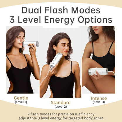 AMIFIY Painless IPL Laser Hair Removal Machine for Women Men with Ice Cooling 3 Intensity Levels 2 Treatment Modes Face Body Kit Razor Glasses Home Use