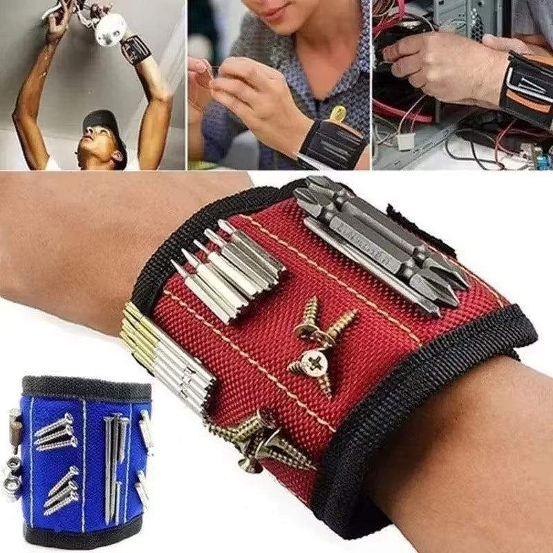 Magnetic Wristband for Holding Screws Nails Drilling Bits Wrist Tool Holder Belts with Strong Magnets Five Rows of Ten Magnets