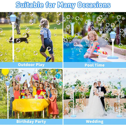 Bubble Machine for Kids, Automatic Standing Bubble Maker Machine Height Adjustable up to 47 Inches Outdoor Battery Bubble Machine with Light/Music for Toddlers Birthday Party Gifts(Blue)