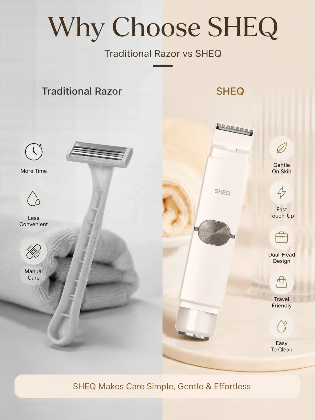 Portable Electric Bikini Trimmer for Women, Rechargeable 2-In-1 Electric Shaver with Dual Heads, IPX7 Waterproof Body Grooming Tool for Pubic Hair, Underarms, Face & Legs, Travel Essential with Storage Pouch