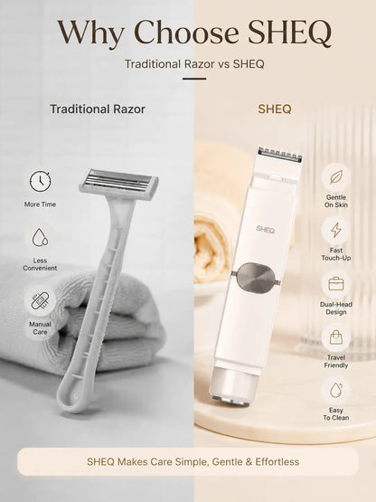 Portable Electric Bikini Trimmer for Women, Rechargeable 2-In-1 Electric Shaver with Dual Heads, IPX7 Waterproof Body Grooming Tool for Pubic Hair, Underarms, Face & Legs, Travel Essential with Storage Pouch
