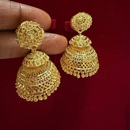 Jhumka Earrings Indian Design Gold Plated Traditional Jewelry for Women Accessory