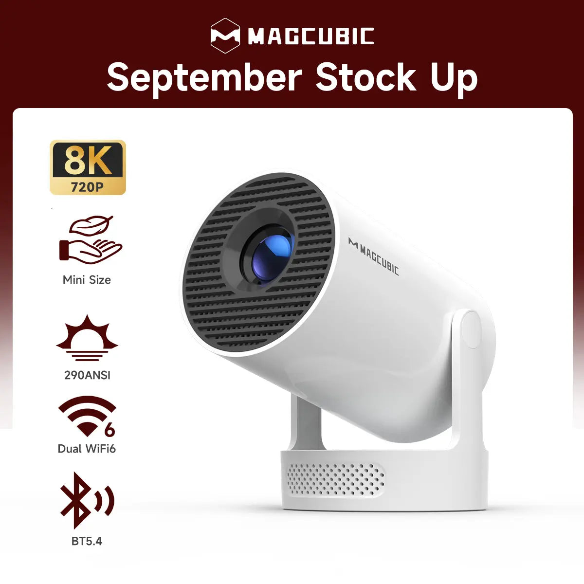 [US Warehouse] Magcubic Hy300Pro+ 290ANSI Projector Android 14 BT5.4 WIFI6 8K 4K Decode Native 1280*720P 0.9:1 Throw Ratio Built-In Speaker & Appstore Allwinner H726 Home Cinema Mini Smart Portable Upgraded Hy300Pro #Tiktokshopstockup