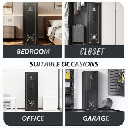 KAER 14-15 Gun Safe for Rifles & Pistols, Quick Access Biometric Fingerprint Lock, Large 57" Unassembled Rifle Safe with Adjustable Racks & Pistol Storage, Heavy Duty Home Defense & Child Safety Cabinet, anti Theft Safes, Security Safe Box
