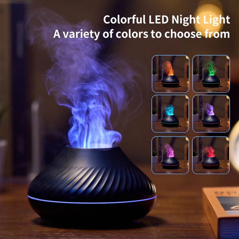 Portable Cool Mist Usb Led Room H2O Fire Flame Air Humidifier Aroma Essential Oil Diffuser Air Mini Humidifier