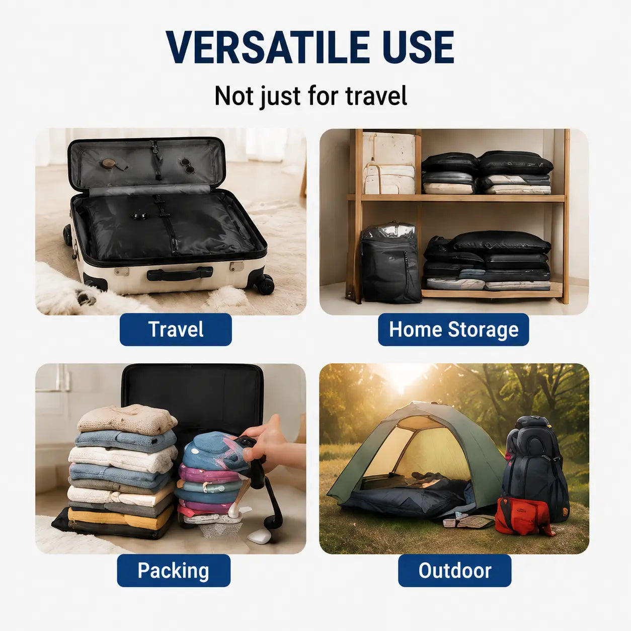 Travel Vacuum Storage Bag Lightweight Pouch with Portable Electric Pump, Space Saver Compression Bag for Clothes, Suitcase Organizer for Vacation Packing Graduation Gift