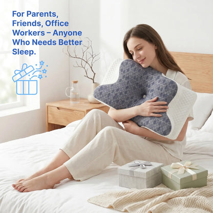Cooling Slow-Rebound Memory Foam Cervical Neck Standard Pillow - 9-Hole Ventilation, Cotton Washable Cover, Ergonomic Adjustable Fit, Spinal Alignment, Sleeping Pain Relief for Side & Back Sleepers, Machine Washable, Breathable (Pillows for Sleeping)