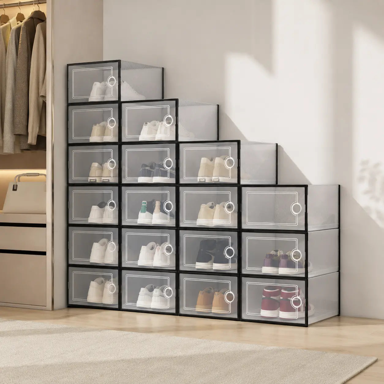 Premium Shoe Organizer with Magnetic Door - Perfect Display & Protection for Your Footwear