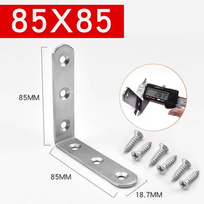 Stainless Steel 90 Degree Angle Bracket Corner Brackets Joint Bracket Fastener Furniture Door Cabinet Screens Wall with Screws