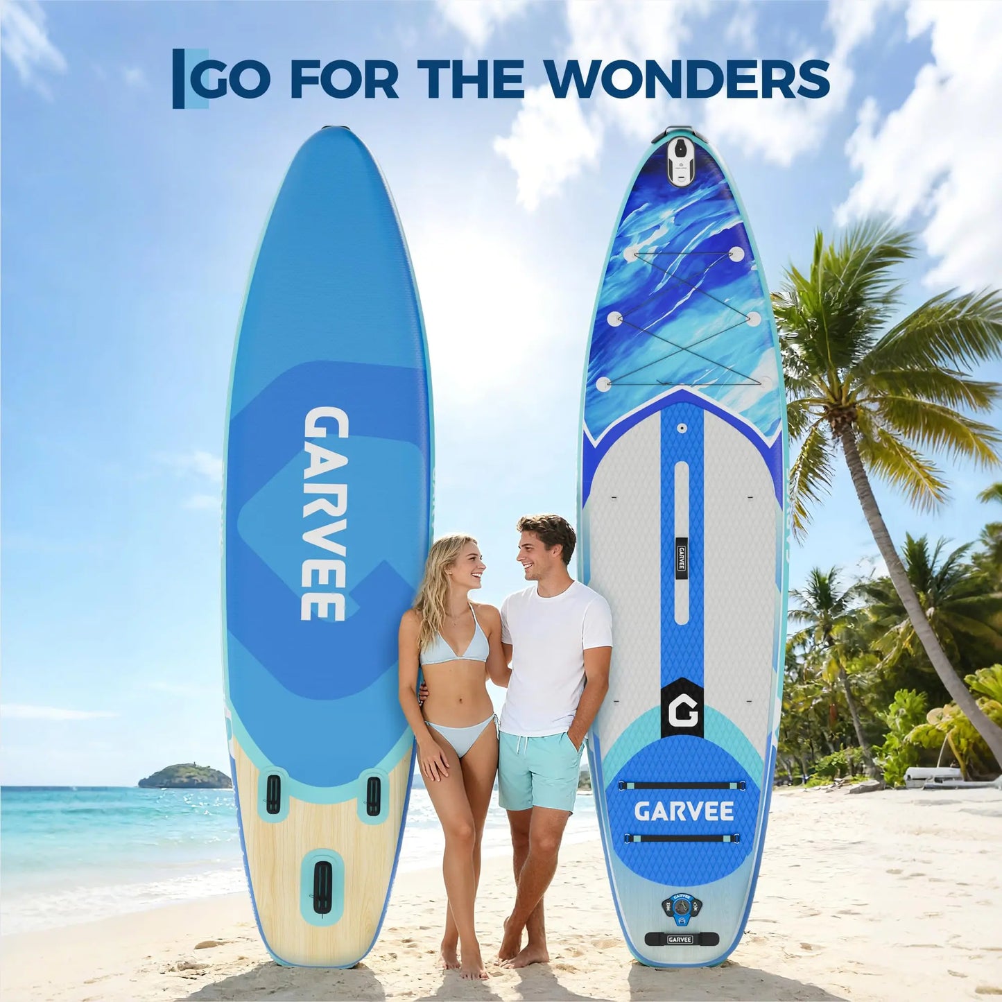 Extra Wide Inflatable Stand-Up Paddleboarding Paddle Board - 10'6" X 32" X 6" - Non-Slip Stable Deck - 450 Lbs Capacity - Deluxe Paddleboarding Accessories, Backpack, Paddle, Air Pump, Camera Mount - Ideal for Yoga, Fishing, Surfing, Beginners