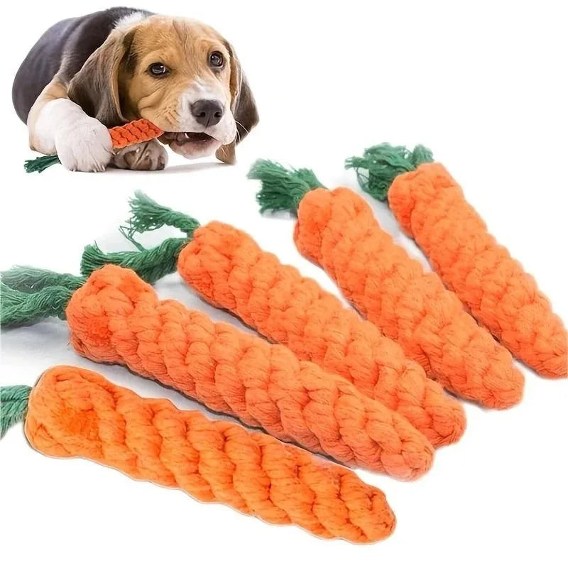 Carrot Shape Dog Chew Toys Cotton Rope Toys for Indoor Dogs Cat Toys Dog Accessories Pet Knot Toy for Dog and Cat Indoor Toys