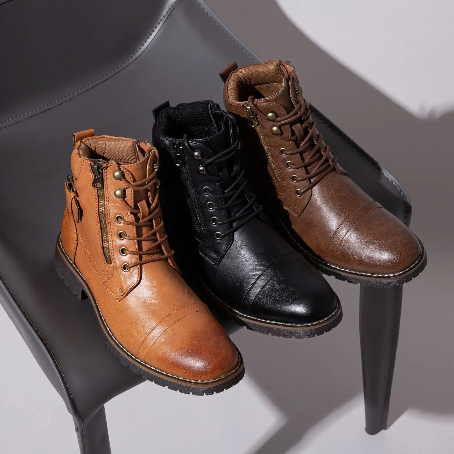 Men'S Boots Casual Dress Boots for Men Brown Boots Mens Motorcycle Combat Ankle Oxford Boots
