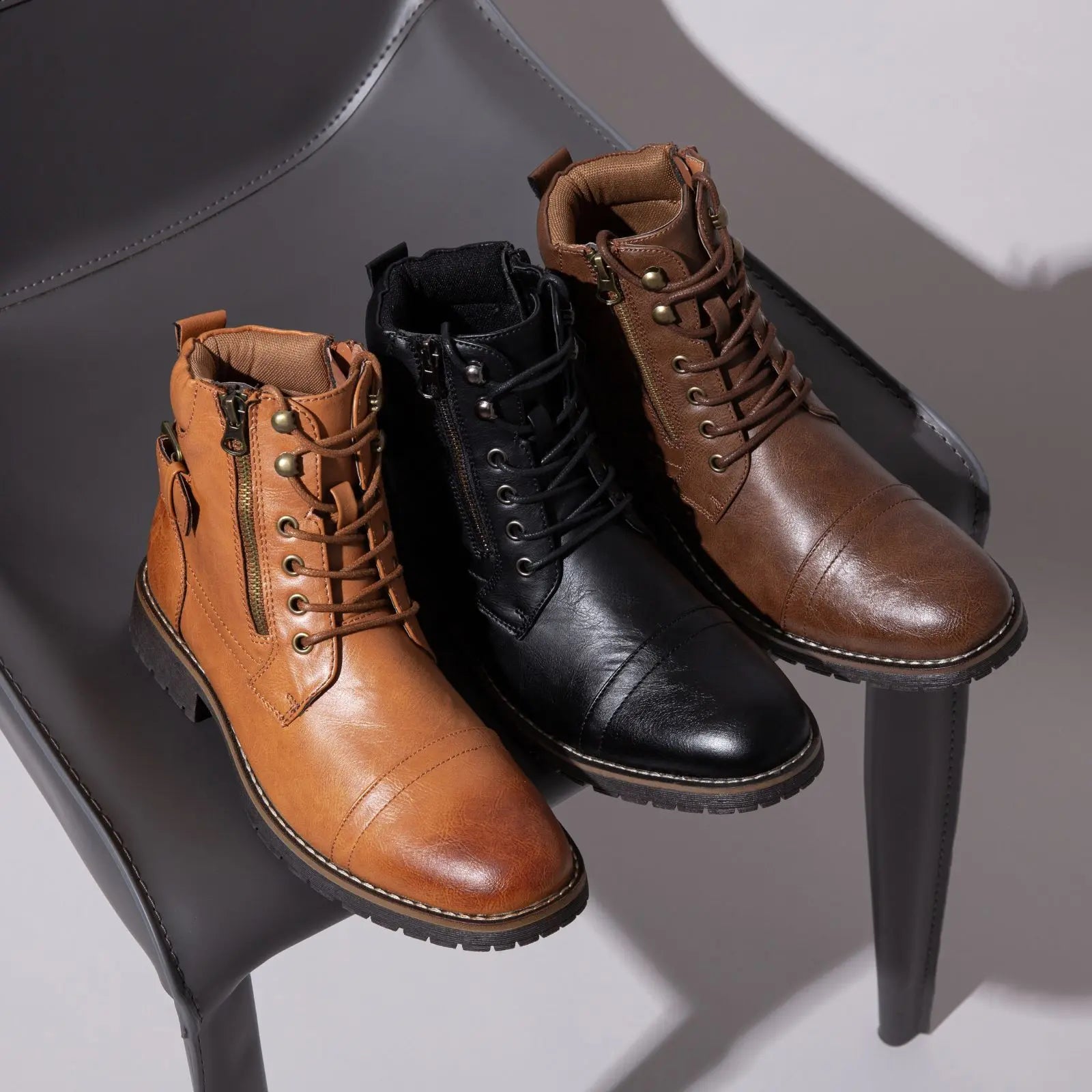 Men'S Boots Casual Dress Boots for Men Brown Boots Mens Motorcycle Combat Ankle Oxford Boots