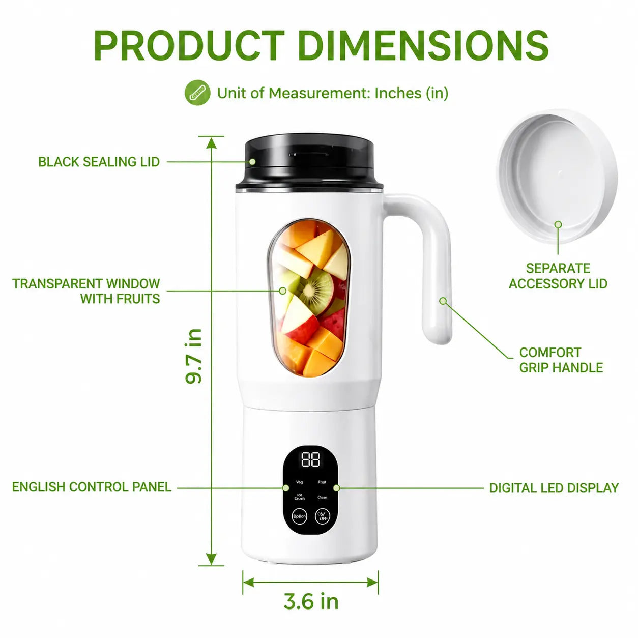 Portable Juicer with LED Display USB Rechargeable Handheld Juice Blender 22000 RPM Self-Cleaning Bpa-Free for Smoothies Juices with Ice Crush Function Multiple Gears Versatile Uses High Speed Safety Protection Healthy Materials