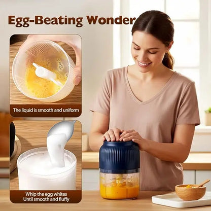 Electric Garlic Crusher, 300ML Cordless Rechargeable, Blue | Portable Mini Food Processor, Vegetable Chopper, for Garlic Onion Ginger Chili Nuts Fruit Meat