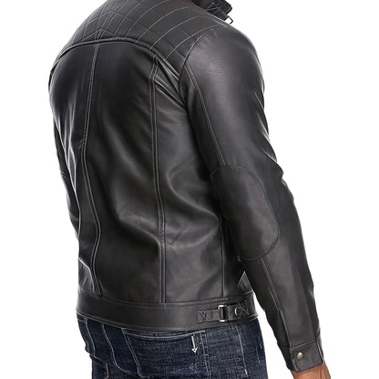 Men'S Retro Motorcycle Jacket with Zipper Pockets Non-Stretchy Fabric H-Shaped Cut for Motorcycle Riding Halloween Parties Casual Wear Spring Autumn Outerwear Durable Retro-Style Jacket