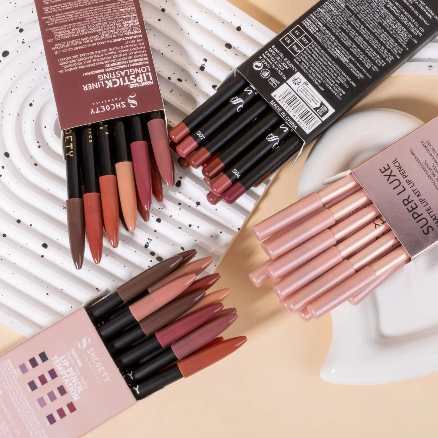 48 Color Matte Lip Liner Set Lip Pencil Cosmetic, Waterproof Long-Lasting Easy Application Smooth Thick Lips, Define Sexy Unique Lips, Full Lips Coffee Color