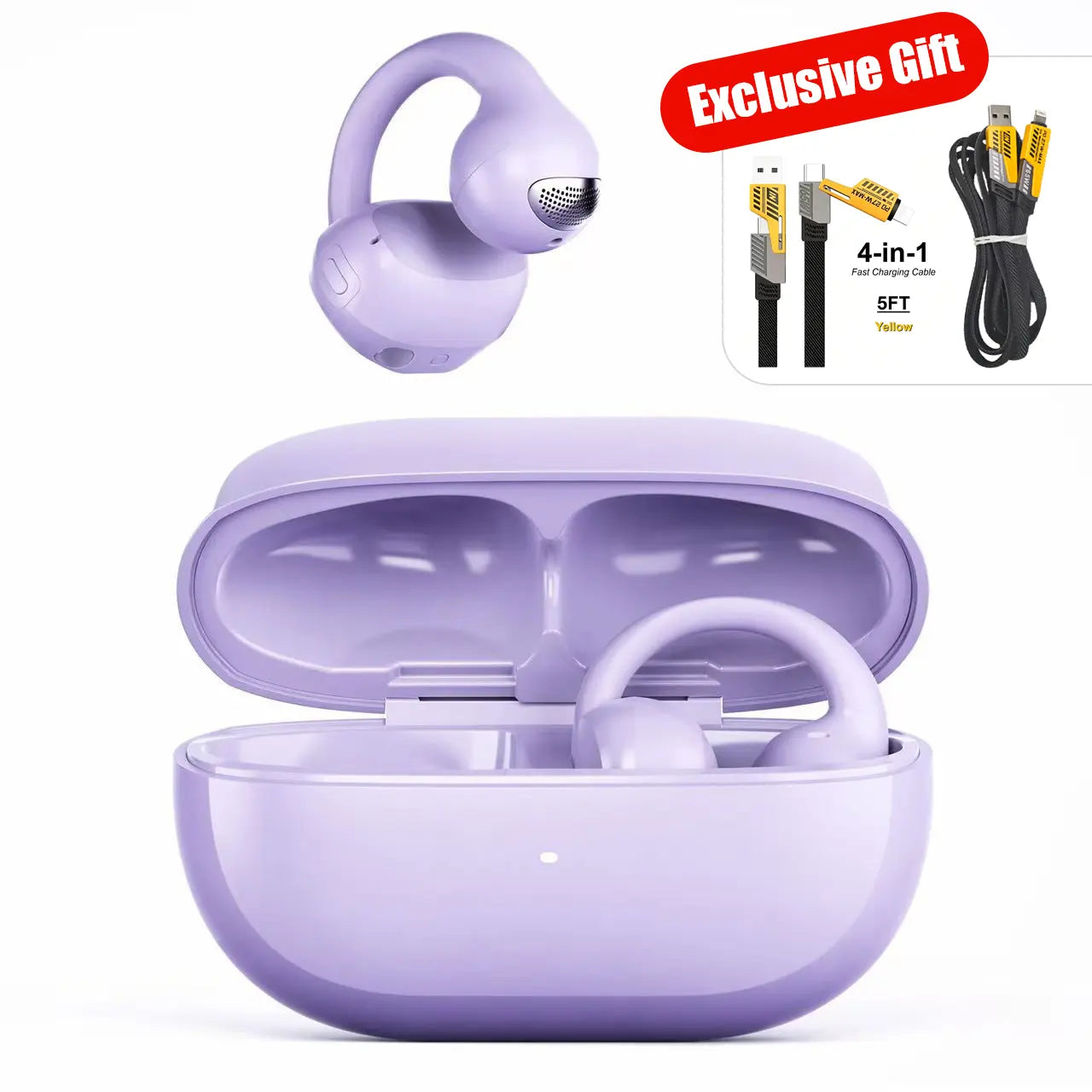 MISHUAI Open-Ear Headphones Bluetooth 6.0, USB-C Charging Box, Long Battery Life, Automatic Intelligent Matching, Compatible with All Systems, Touch Control, Sweat-Proof, Suitable for Running, Exercising, Driving, and Driving