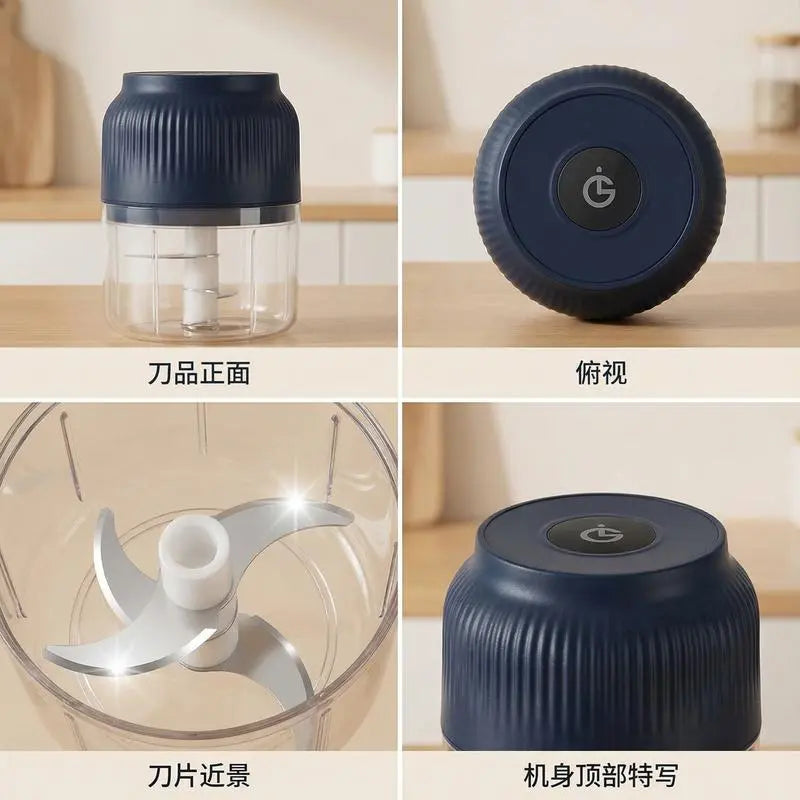 Electric Garlic Crusher, 300ML Cordless Rechargeable, Blue | Portable Mini Food Processor, Vegetable Chopper, for Garlic Onion Ginger Chili Nuts Fruit Meat