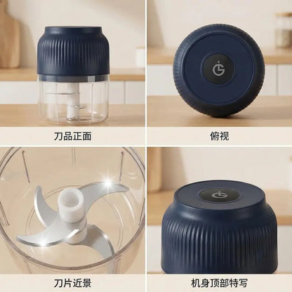 Electric Garlic Crusher, 300ML Cordless Rechargeable, Blue | Portable Mini Food Processor, Vegetable Chopper, for Garlic Onion Ginger Chili Nuts Fruit Meat