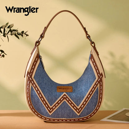 Wrangler Western Contrast Stitch Chevron Hobo Shoulder Bag