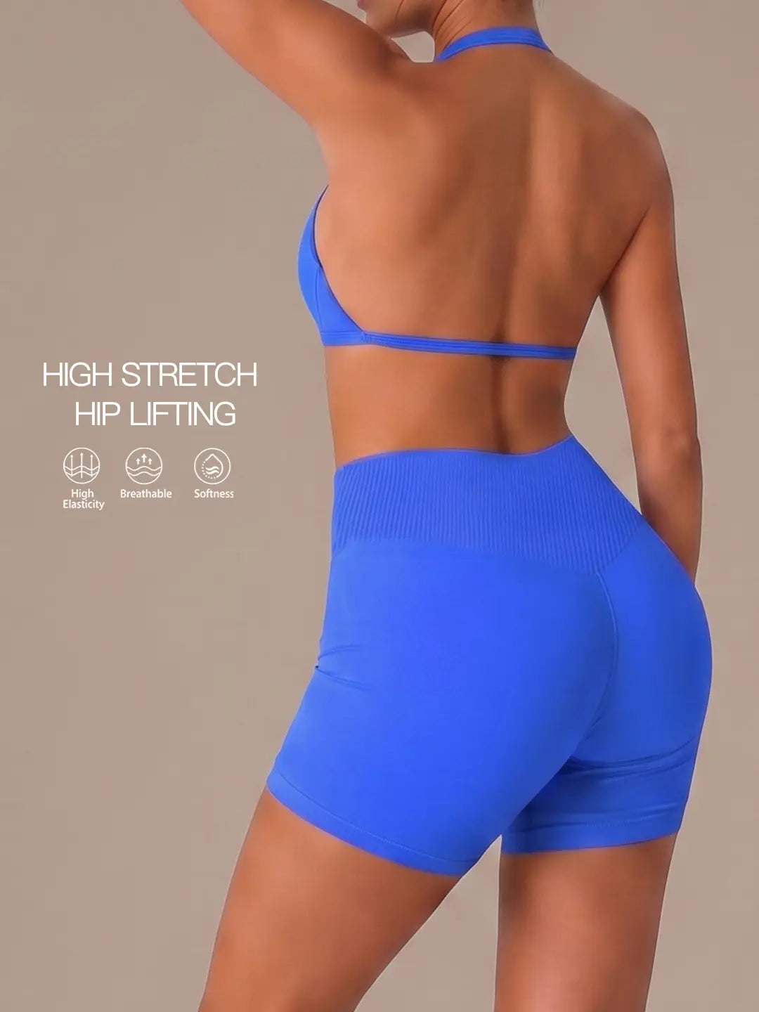 Quick-Dry Breathable Yoga Set – Buttery Soft Second-Skin Fabric, Back-Revealing Bra & Booty-Lifting Shorts for Workout & Casual Wear