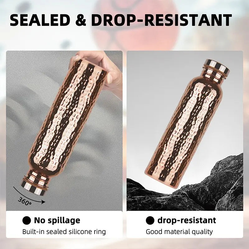 Copper Water Bottle Drinking Hammer, Handmade Stainless Steel Travel Cup, Hiking Water Bottle, Sports Bottle, 27 Ounces, Durable and Portable Design, Perfect for On-The-Go Use