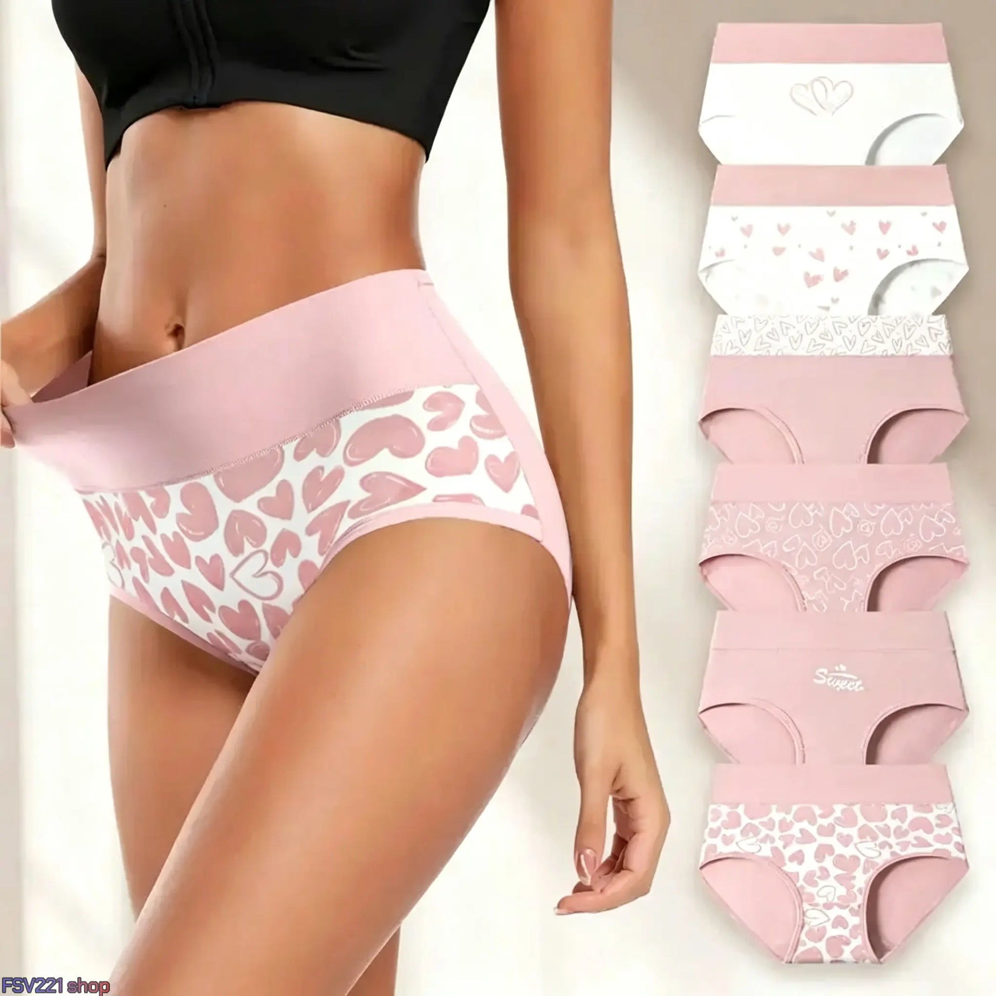 Women'S Cotton Panties 6-Pack, High Waist Printed Briefs with Tummy Control, Comfy Lingerie for Everyday & Postpartum Wear