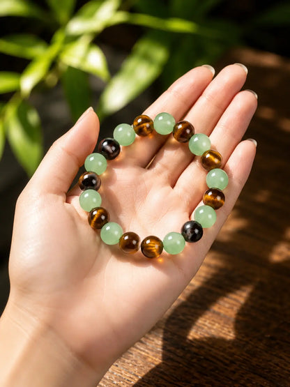 1Pc Arpurraina Money Attraction Bracelet with Green Aventurine & Tiger Eye Beaded Jewelry Protection Bracelet Encouragement Gift Fashion Artificial Bracelet of the Day Colorblock Beaded Crystal Bracelet ,Manifestation, Abundance, Good Fortune, Success