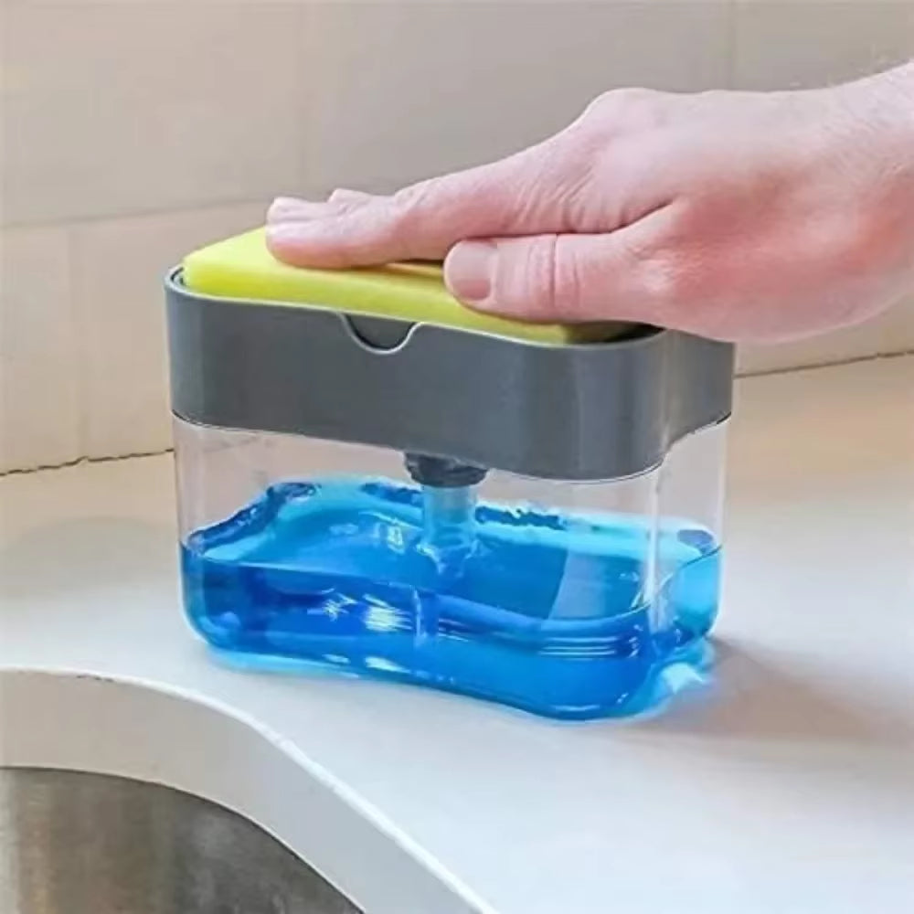 Soap Dispenser 2 in 1 Dishwashing Sponge Holder Kitchen Sink Dish Washing Soap Pump Dispenser Sponge Caddy