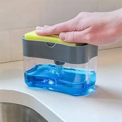 Soap Dispenser 2 in 1 Dishwashing Sponge Holder Kitchen Sink Dish Washing Soap Pump Dispenser Sponge Caddy