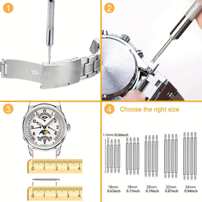 Watch Link Removal Kit, Watch Band Adjustment Strap Pin Removal Tool Kit, Watch Chain Sizing Tool , Spring Bar Tool, Hammer