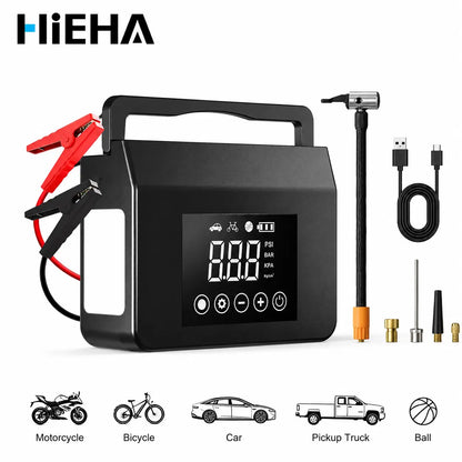 【Hieha】2026 Upgraded Cooling Fan & Motherboard|Portable Car Jump Starter 4000A Ultrasafe with 150PSI Tire Inflator, Diesel Engines, 15000Mah Power Bank, LED Light,Genuine Version|
