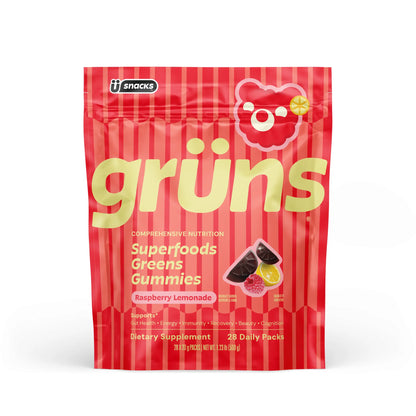 Grüns Raspberry Lemonade (Limited Edition) Superfood Gummies: Comprehensive Nutrition Supplement with 60+ Ingredients: Vitamins and Minerals, Prebiotics for Digestive Health, Adaptogens, Chlorophyll, Chlorella, Gluten Free, Vegan, Third Party Tested