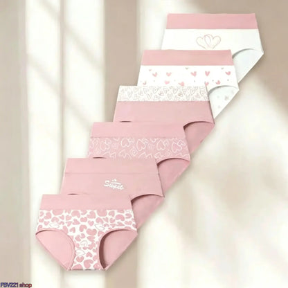 Women'S Cotton Panties 6-Pack, High Waist Printed Briefs with Tummy Control, Comfy Lingerie for Everyday & Postpartum Wear