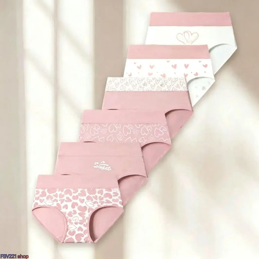 Women'S Cotton Panties 6-Pack, High Waist Printed Briefs with Tummy Control, Comfy Lingerie for Everyday & Postpartum Wear