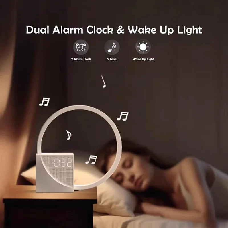 Hot Selling-Wake up Night Light with Alarm Clock for Bedroom 3 Level Dimmable Touch Table Lamp with White Noise for Kids,Wake Up