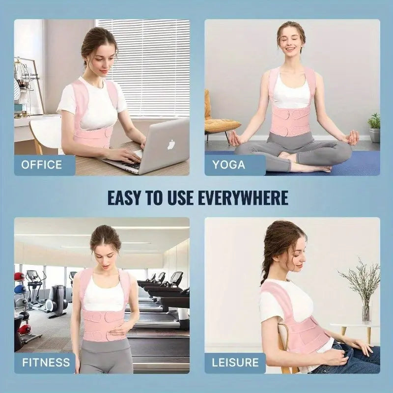 Women'S Adjustable Full Back Posture Corrector Brace, Breathable Posture Belt, Posture Strap Support for Shoulder Stretch, Spine Alignment, Upper and Lower Back Pressure Relief, Waist Trimmer Belt for Healthcare, Posture Straightener