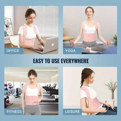 Women'S Adjustable Full Back Posture Corrector Brace, Breathable Posture Belt, Posture Strap Support for Shoulder Stretch, Spine Alignment, Upper and Lower Back Pressure Relief, Waist Trimmer Belt for Healthcare, Posture Straightener