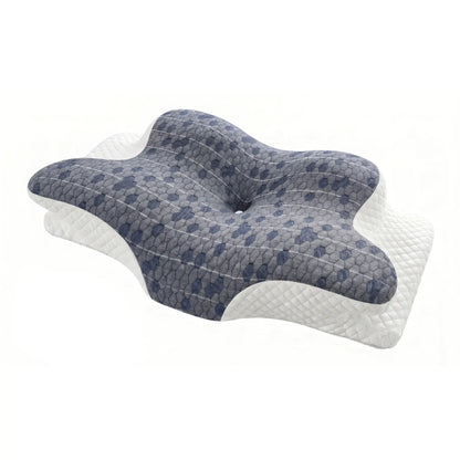 Cooling Slow-Rebound Memory Foam Cervical Neck Standard Pillow - 9-Hole Ventilation, Cotton Washable Cover, Ergonomic Adjustable Fit, Spinal Alignment, Sleeping Pain Relief for Side & Back Sleepers, Machine Washable, Breathable (Pillows for Sleeping)