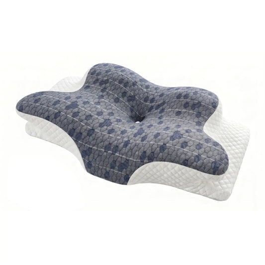 Cooling Slow-Rebound Memory Foam Cervical Neck Standard Pillow - 9-Hole Ventilation, Cotton Washable Cover, Ergonomic Adjustable Fit, Spinal Alignment, Sleeping Pain Relief for Side & Back Sleepers, Machine Washable, Breathable (Pillows for Sleeping)
