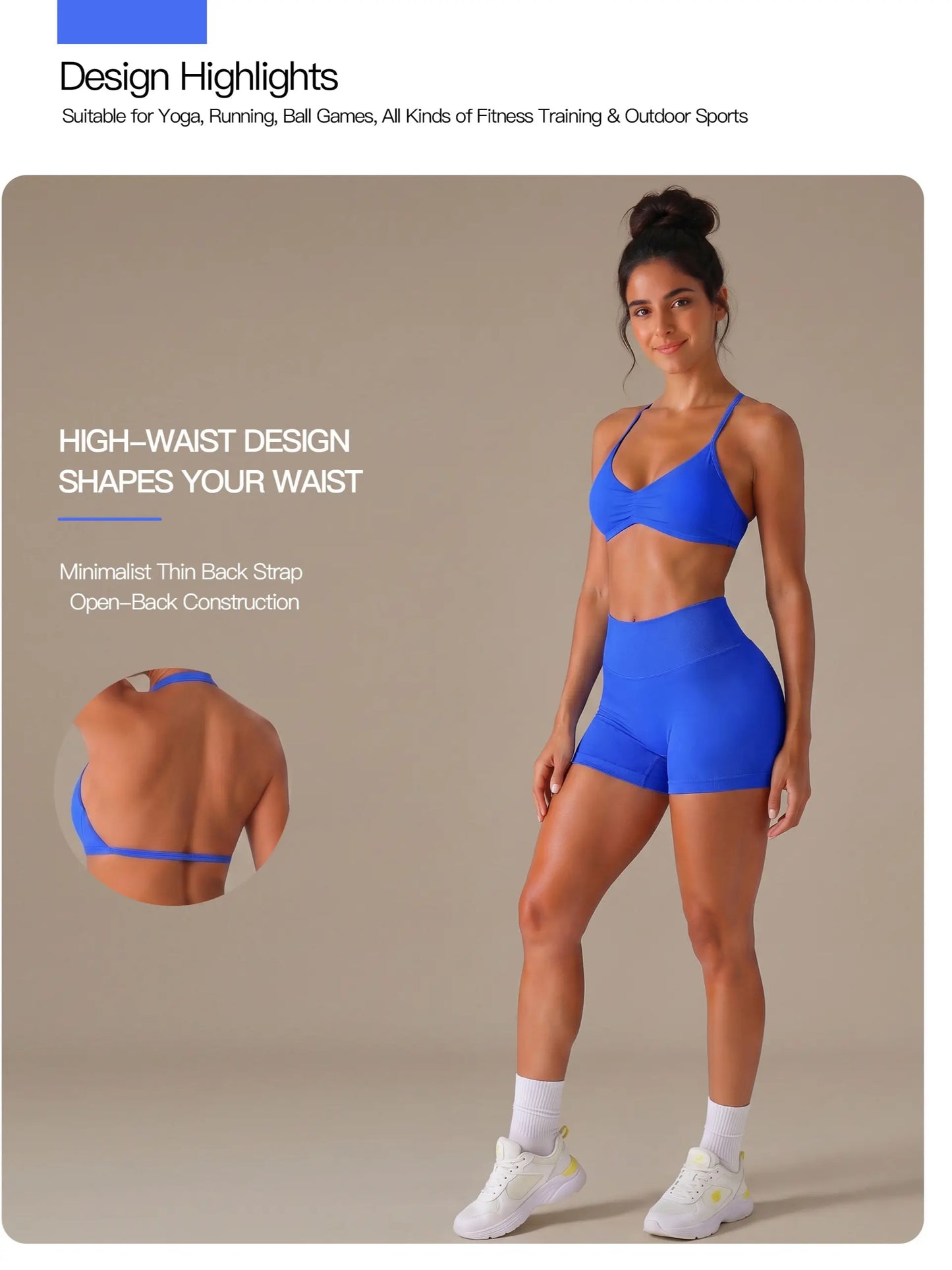 Quick-Dry Breathable Yoga Set – Buttery Soft Second-Skin Fabric, Back-Revealing Bra & Booty-Lifting Shorts for Workout & Casual Wear
