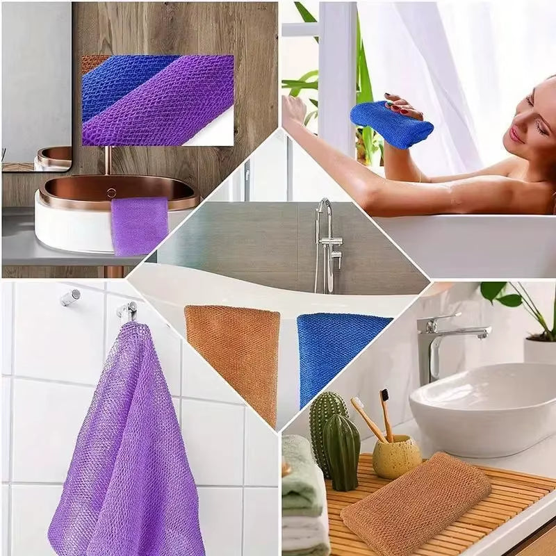 Mesh African Net Bath Sponge Water-Absorbent Long Strip Shower Scrubber Quick Foaming Lightweight Exfoliating Bath Towel