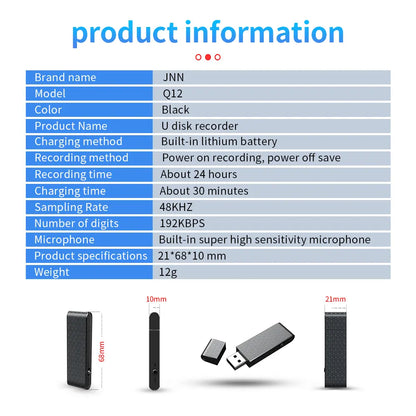 USB Flash Drive Voice Recorder 2-In-1 – Voice Activated, Smart Noise Reduction, Scheduled Recording, Auto File save – Perfect for Meetings & Class Notes