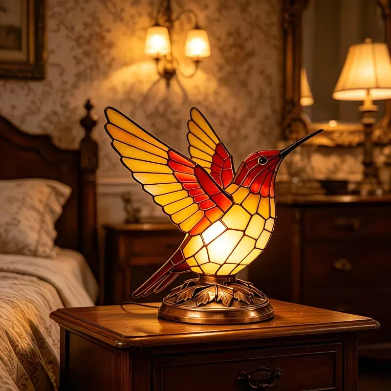 Red Cardinal Resin Night Light Lamp – Stained Glass Style Bird Table Lamp for Bedside, Windowsill, and Bookshelf Decor, Perfect Christmas, Thanksgiving, and Birthday Gift