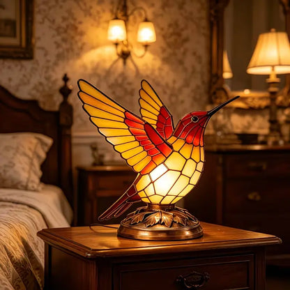 Red Cardinal Resin Night Light Lamp – Stained Glass Style Bird Table Lamp for Bedside, Windowsill, and Bookshelf Decor, Perfect Christmas, Thanksgiving, and Birthday Gift