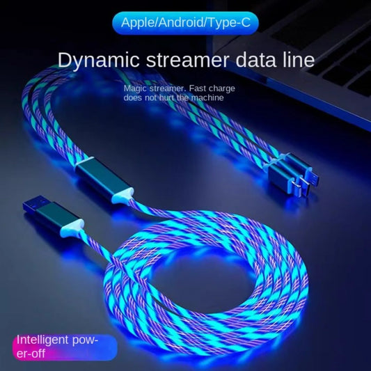 3 in 1 Glowing LED Light Phone Charger Luminous USB Type C Cable for Xiaomi for Iphone for Samsung Phone Accessories Charge Cord