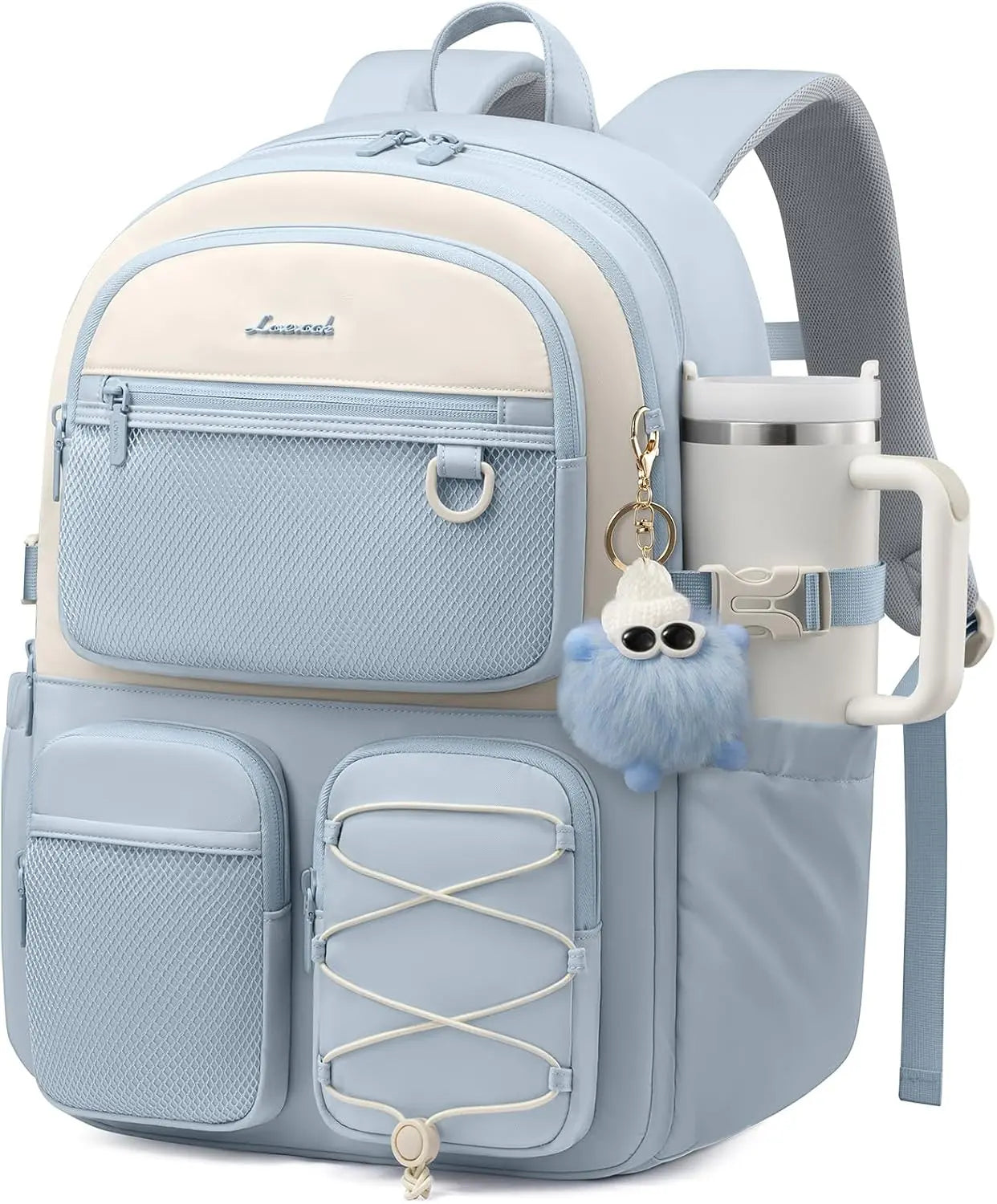 LOVEVOOK School Backpack for Teen Girls, Student Cute Bookbag Purse for Middle High School, 15.6 Inch Laptop Kid Backpack Back to School with Large Cup Holder, College Travel Bag